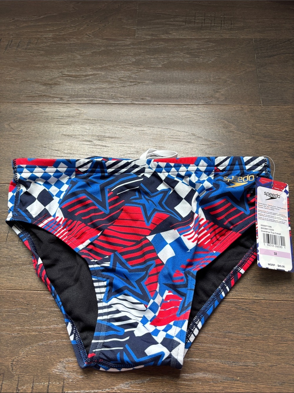 Speedo Overdrive true cobalt swim briefs,elastic drawcord waist,American